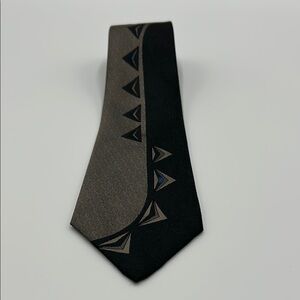 Florenzi Collection Men's Tie Two-Tone Black‎ and Gray Geometric